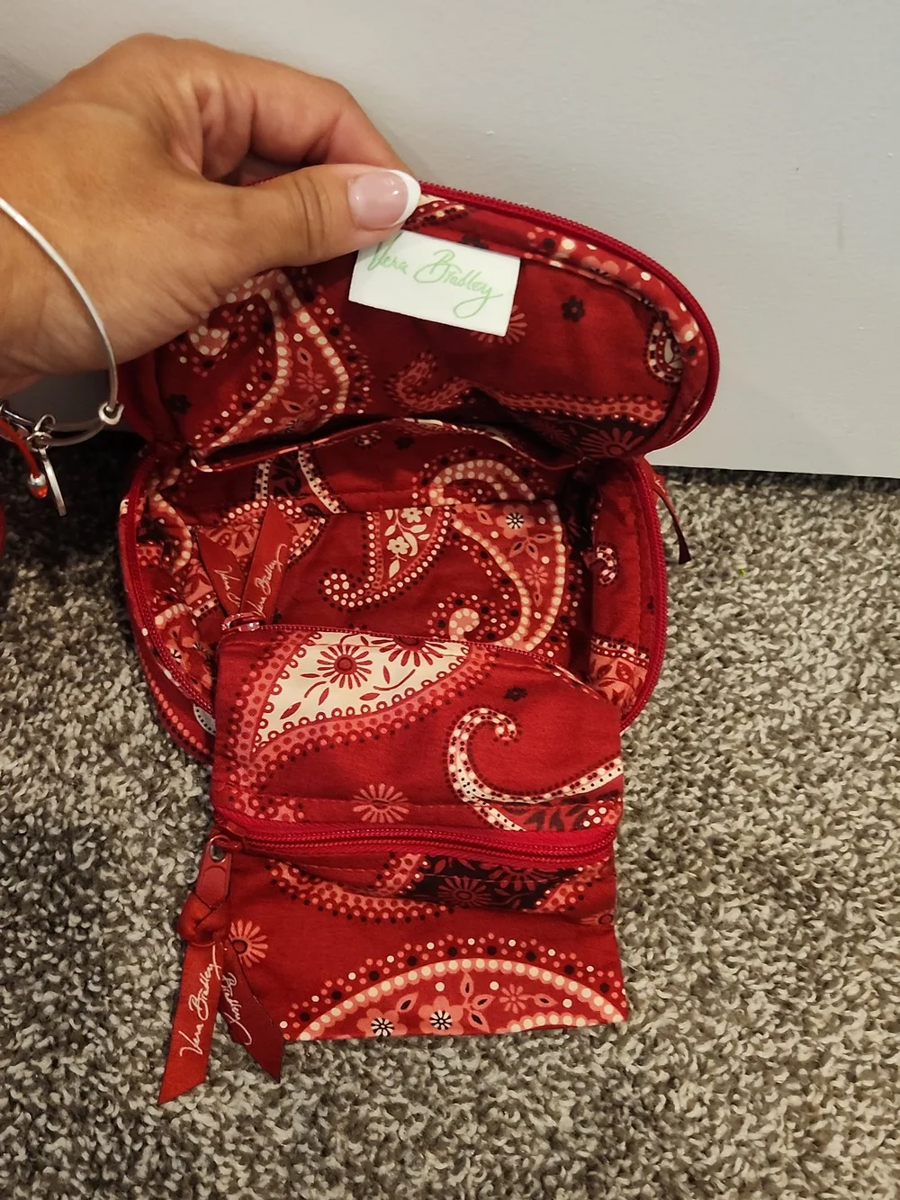 Vera BRADLEY Red Quilted Paisley Shoulder Bag Set Of 3.